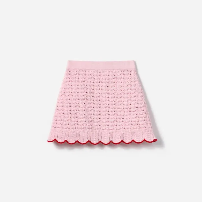 Pink Textured Knit Heart Detail Skirt Kids Self Portrait Knitwear Pink Textured Knit Heart Detail Skirt Kids Self Portrait Knitwear