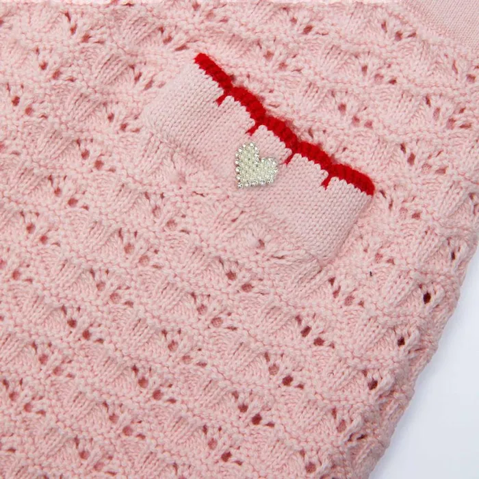 Pink Textured Knit Heart Detail Skirt Kids Self Portrait Knitwear Pink Textured Knit Heart Detail Skirt Kids Self Portrait Knitwear