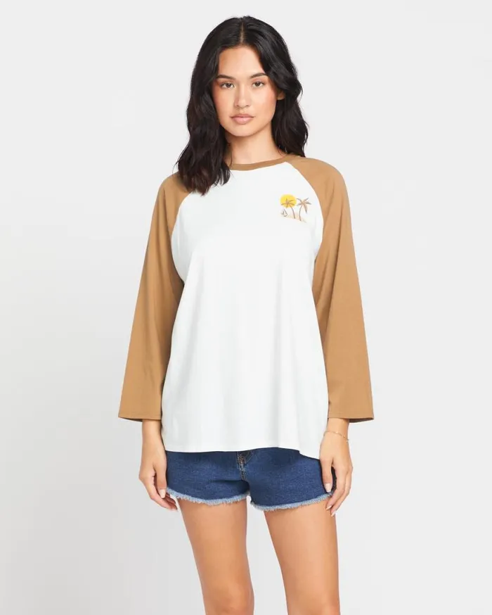 Pitch It To Me Long Sleeve Tee 8211 Vintage Brown Womens Volcom Tops