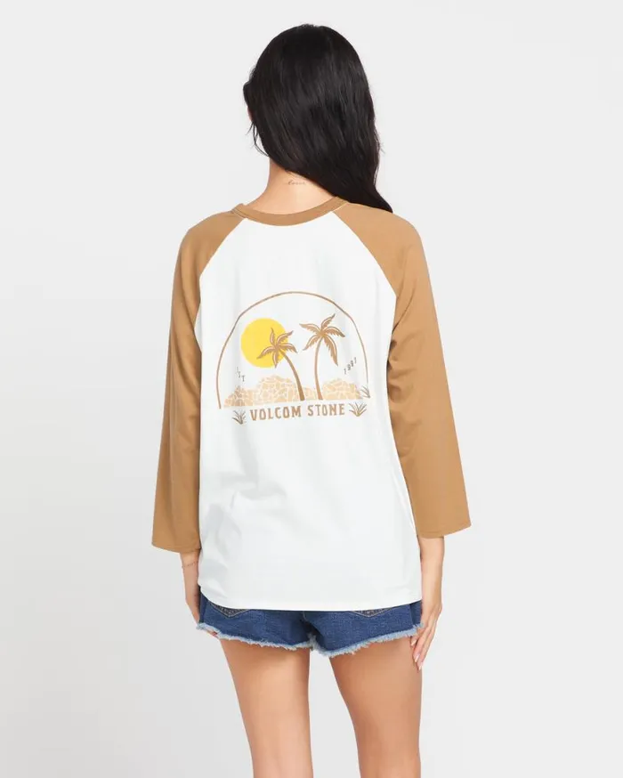 Pitch It To Me Long Sleeve Tee 8211 Vintage Brown Womens Volcom Tops