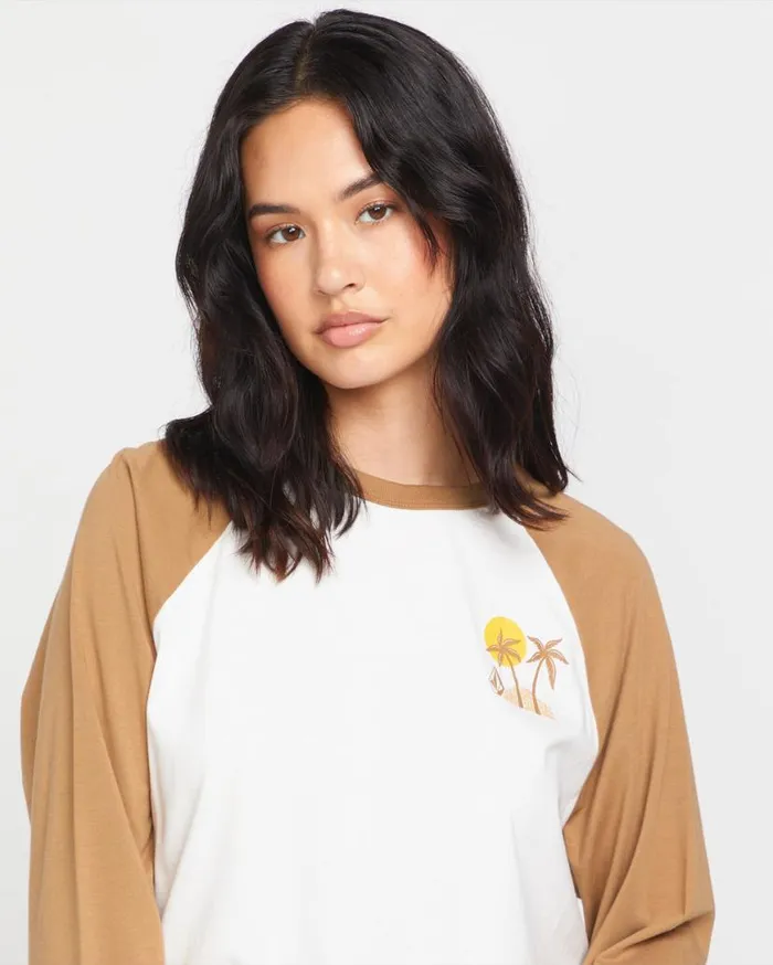 Pitch It To Me Long Sleeve Tee 8211 Vintage Brown Womens Volcom Tops