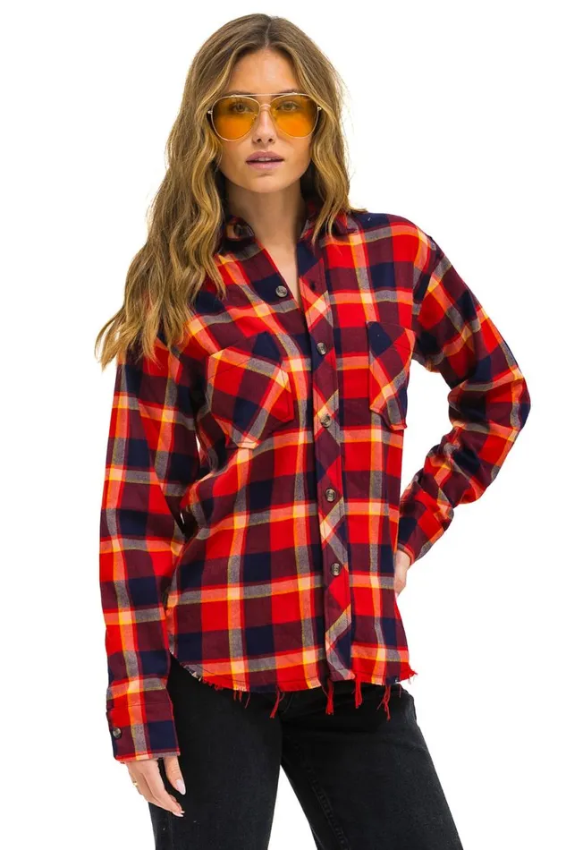 Plaid Flannel Western Shirt 8211 Rugby Plaid Women Aviator Nation Tees