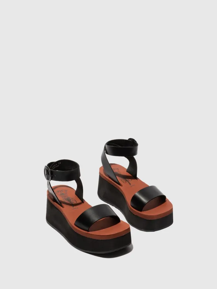 Platform Sandals CAMU034FLY BLACK Women Fly London Sandals