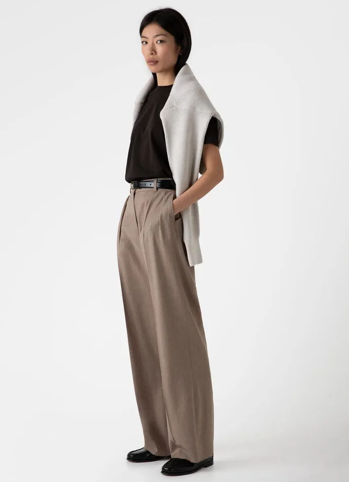 Pleated Wool Flannel Trouser Women SUNSPEL Pants