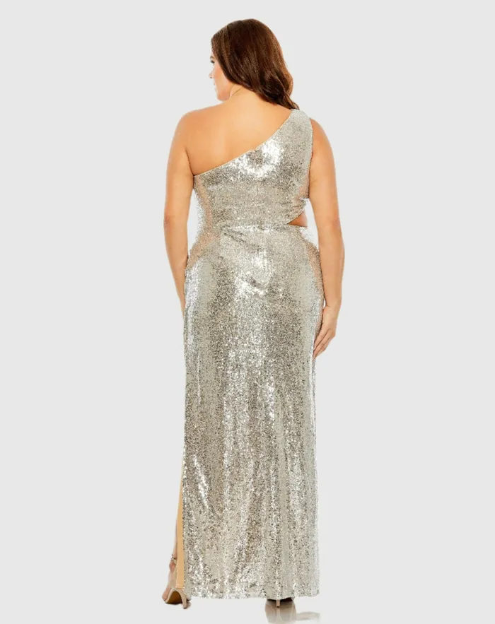 Plus Size Dresses Mac Duggal Women Sequin One Shoulder Side Cutout Gown Black Plus Size Dresses Mac Duggal Women Sequin One Shoulder Side Cutout Gown Black