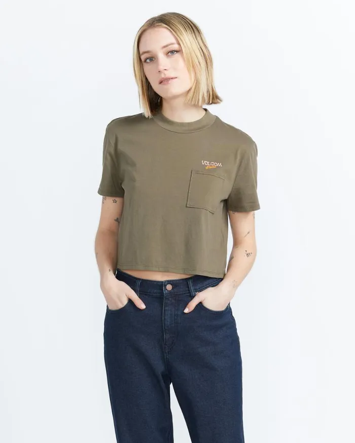 Pocket Dial Tee 8211 Army Womens Volcom Tops