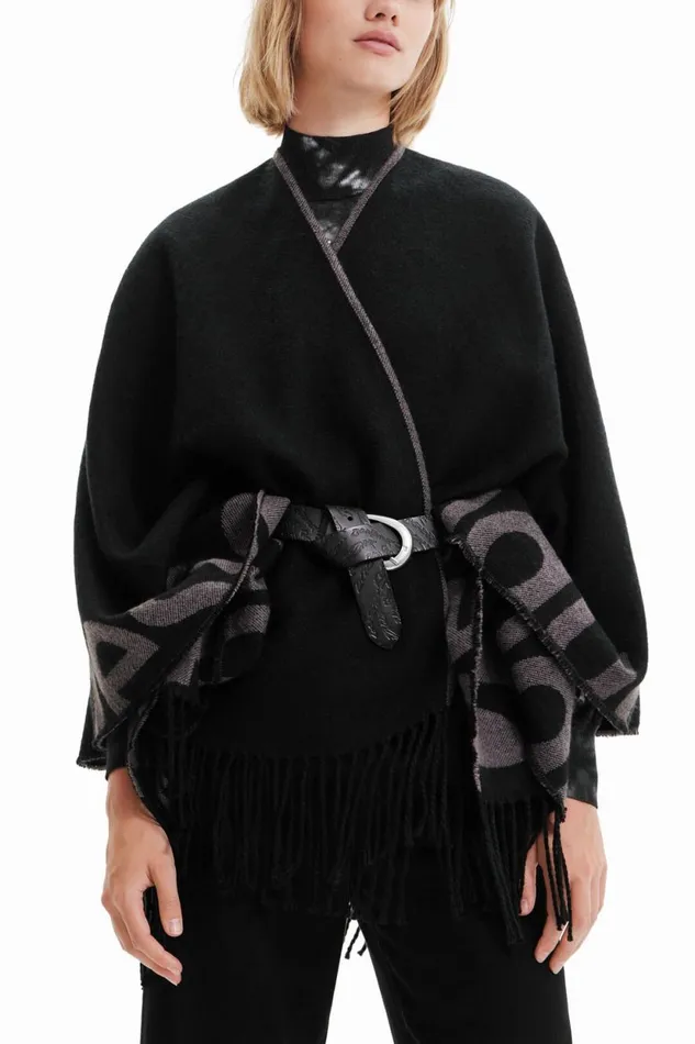 Ponchos Women Desigual Reversible Poncho Black