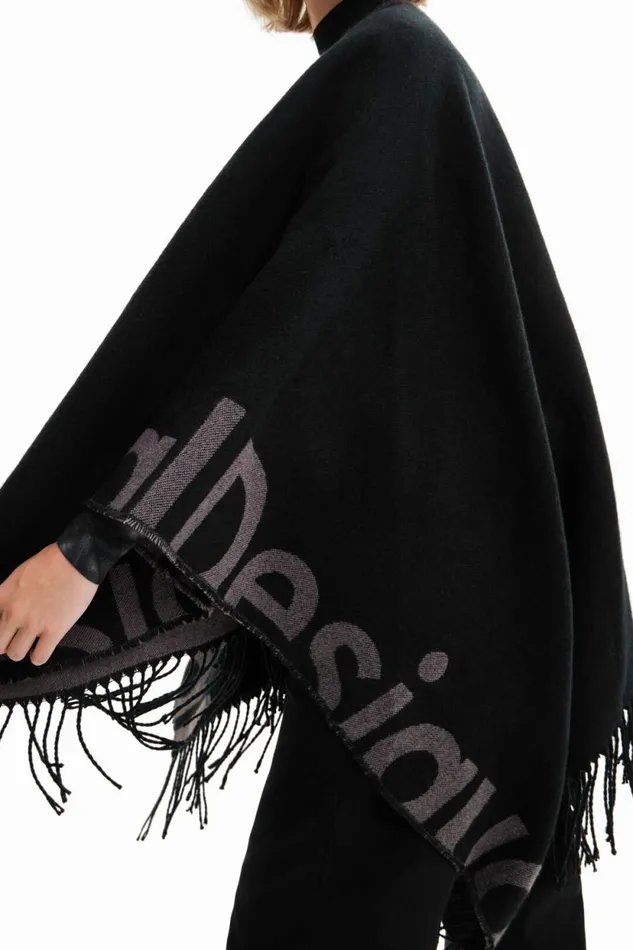 Ponchos Women Desigual Reversible Poncho Black