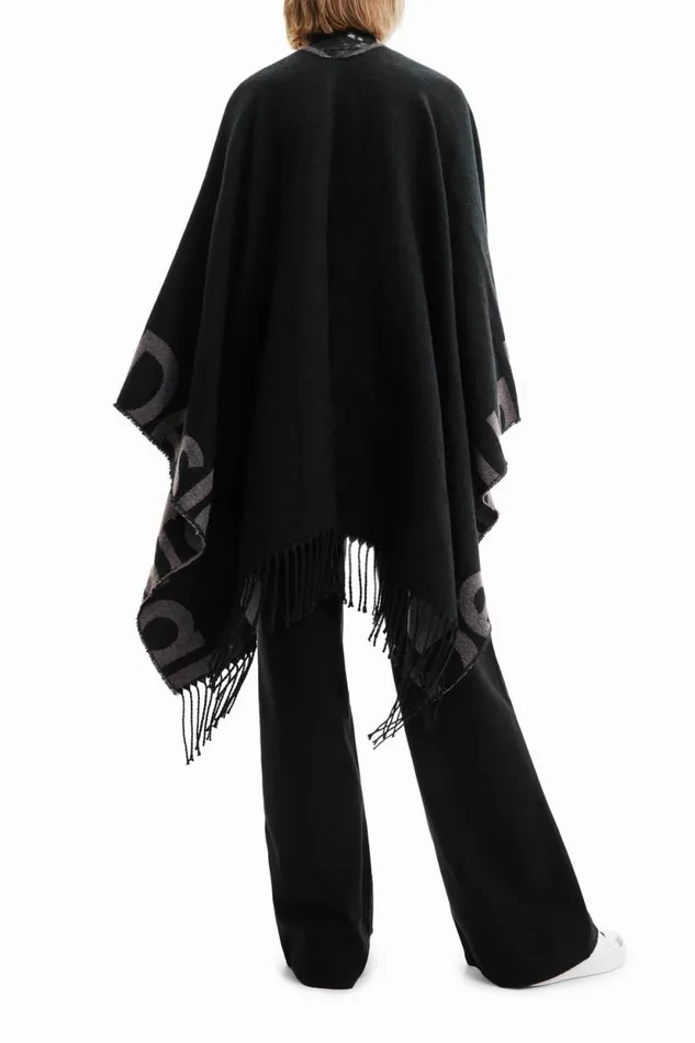 Ponchos Women Desigual Reversible Poncho Black