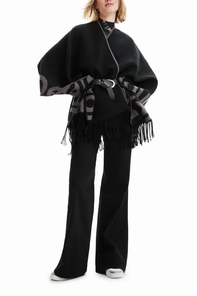 Ponchos Women Desigual Reversible Poncho Black