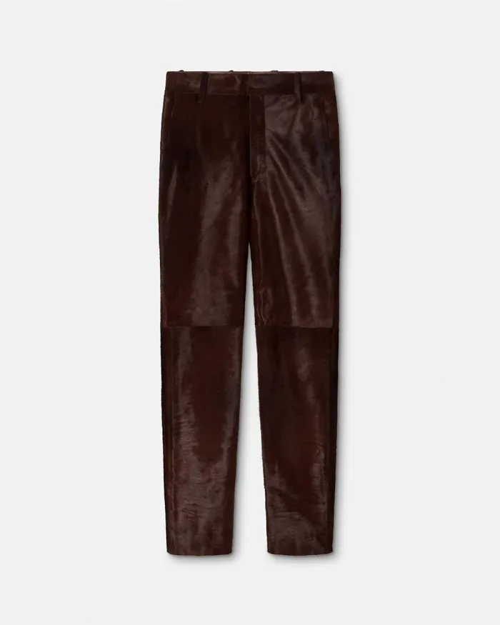 PonyEffect Leather Pants Brown Men Versace Blazers and Suits