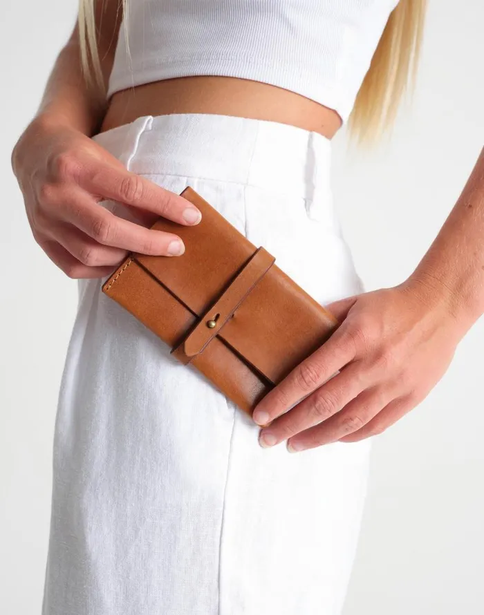 Pouches and Wallets Women Madewell MINGA Leather Wrap Wallet Honey