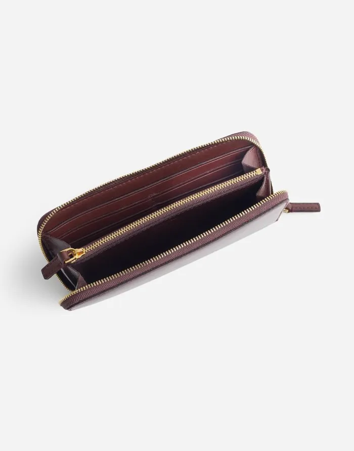 Pouches and Wallets Women Madewell The Essential Continental Zip Wallet In Leather Chocolate Raisin