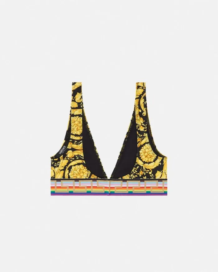 Pride Barocco Triangle Bikini Top Blackprint Women Versace Swimwear