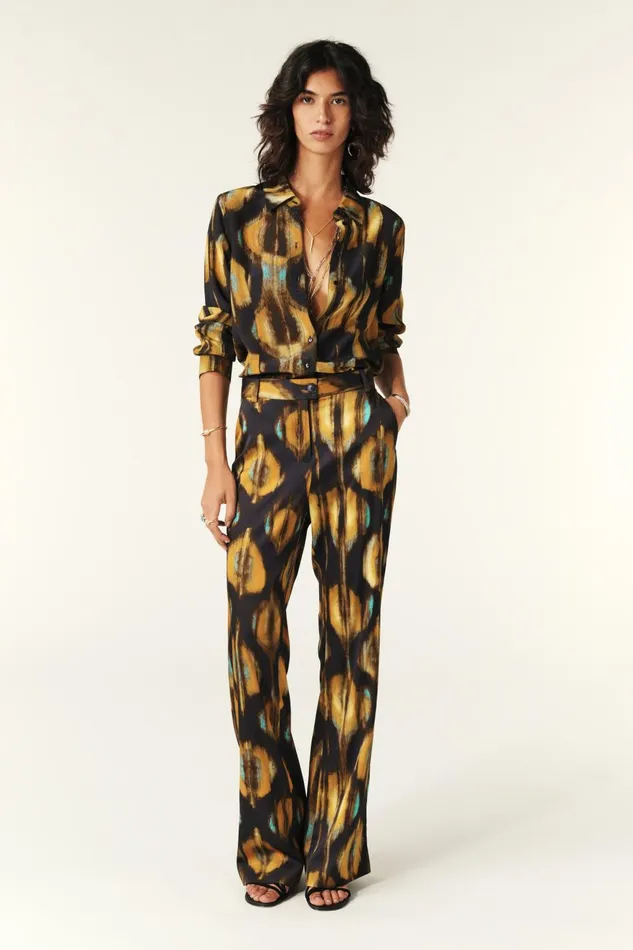 Printed Flowing Pants Sama Blue Women Baandsh Pants and Jeans