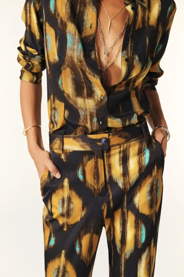 Printed Flowing Pants Sama Blue Women Baandsh Pants and Jeans