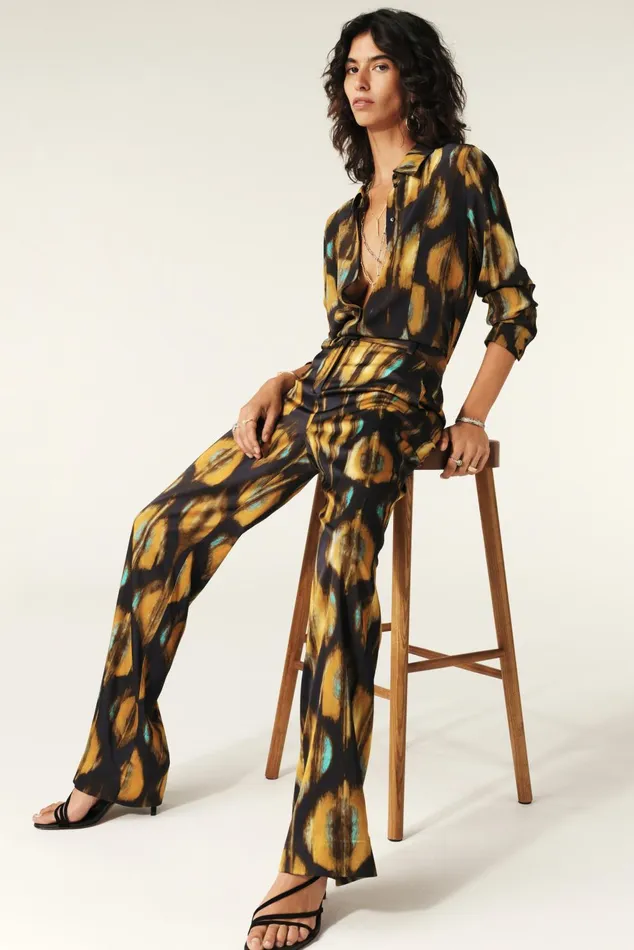 Printed Flowing Pants Sama Blue Women Baandsh Pants and Jeans