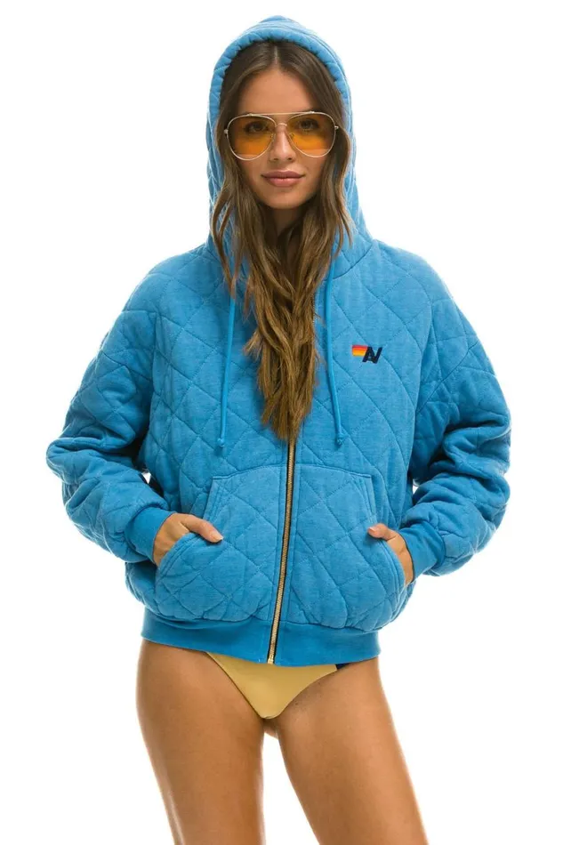 Quilted Zip Hoodie Relaxed 8211 Ocean WomenMen Aviator Nation Hoodies