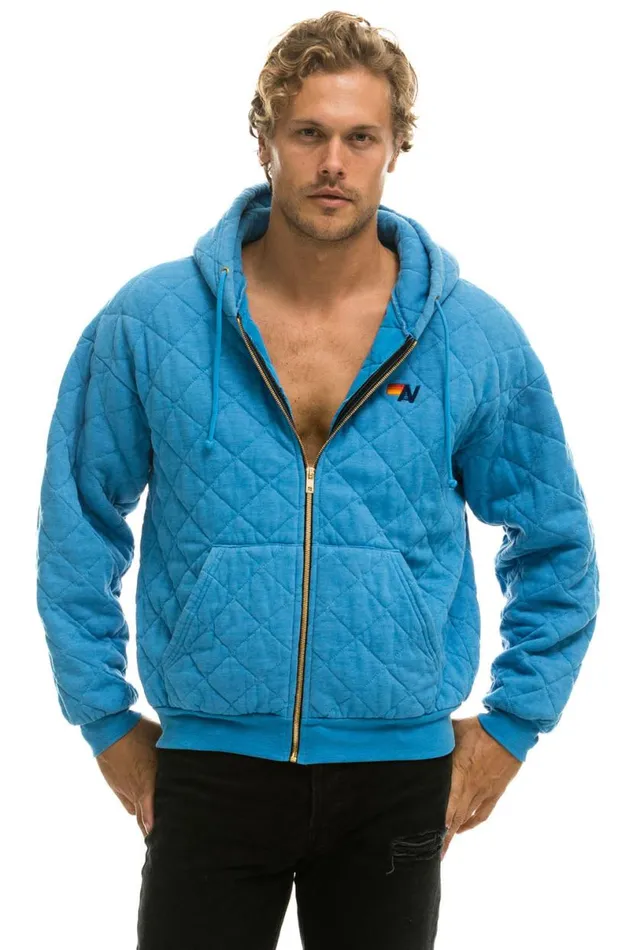 Quilted Zip Hoodie Relaxed 8211 Ocean WomenMen Aviator Nation Hoodies