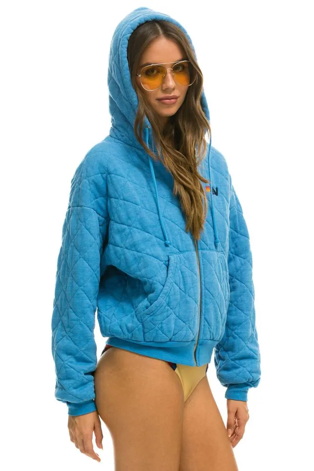 Quilted Zip Hoodie Relaxed 8211 Ocean WomenMen Aviator Nation Hoodies