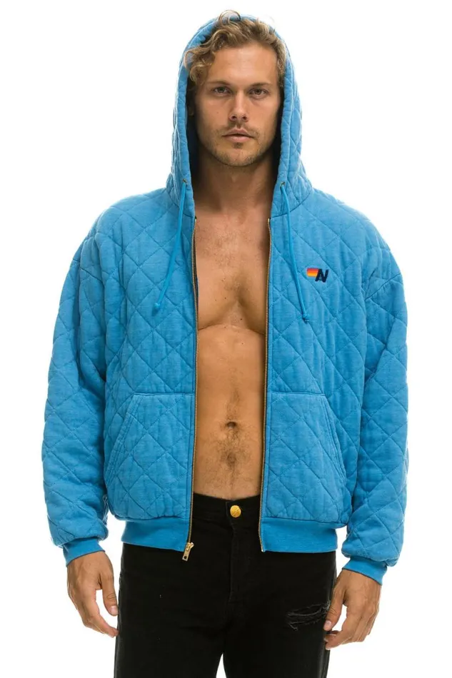 Quilted Zip Hoodie Relaxed 8211 Ocean WomenMen Aviator Nation Hoodies