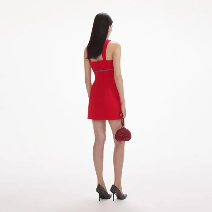 Red Crepe Mini Dress Women Self Portrait Dresses Red Crepe Mini Dress Women Self Portrait Dresses