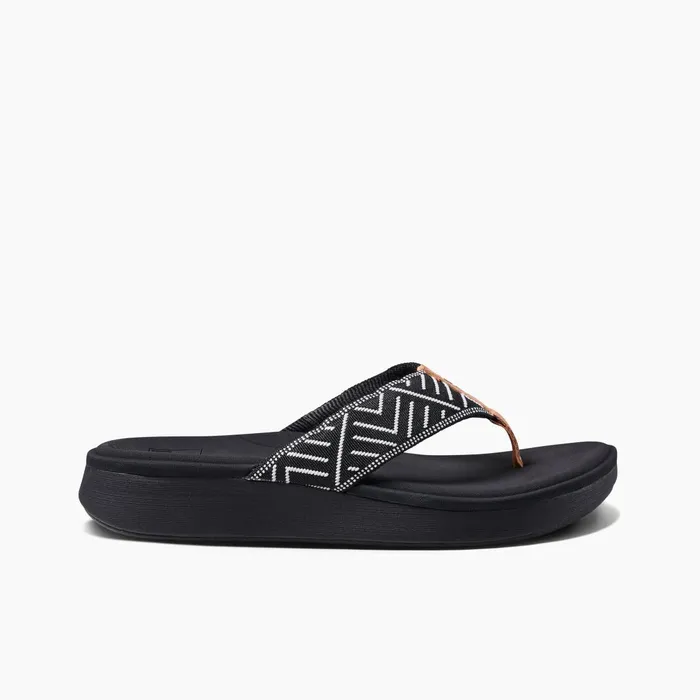 Reef Cushion Cloud Textile Black Geo Women Sandals