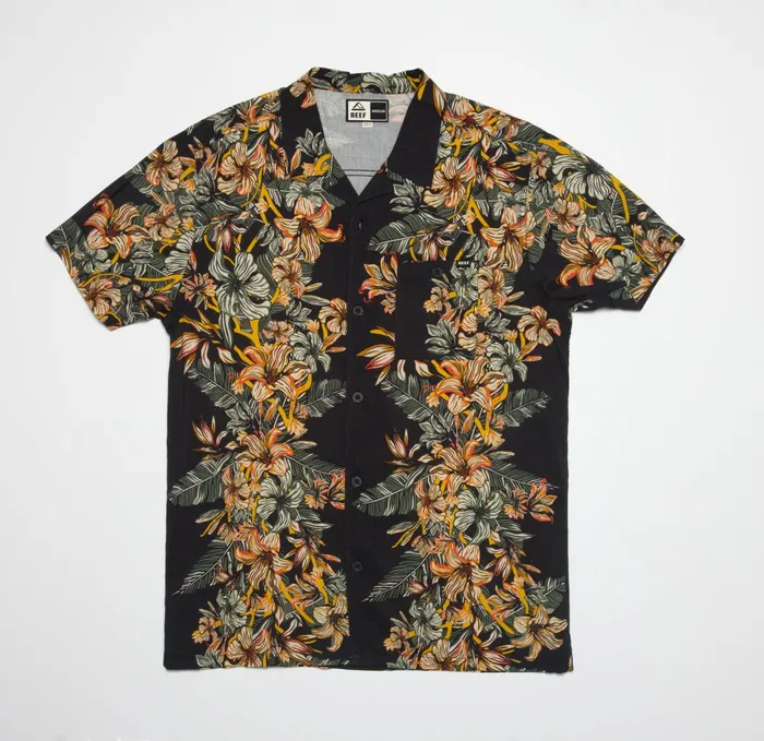 Reef Drift Short Sleeve Camp Shirt Caviar Men Shirts and TShirts