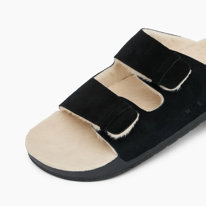 Reef Ojai Two Bar Cozy Raven Women Slides Reef Ojai Two Bar Cozy Raven Women Slides