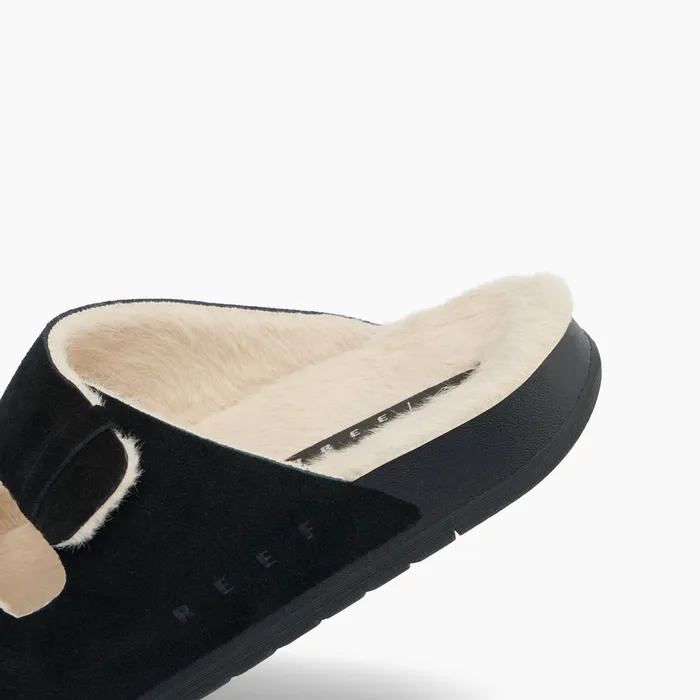 Reef Ojai Two Bar Cozy Raven Women Slides Reef Ojai Two Bar Cozy Raven Women Slides