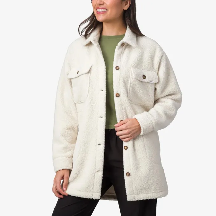 Reef Sammie Sherpa Shacket Almond Milk Women Tops