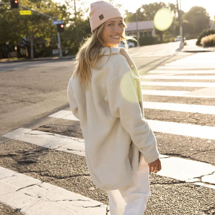 Reef Sammie Sherpa Shacket Almond Milk Women Tops