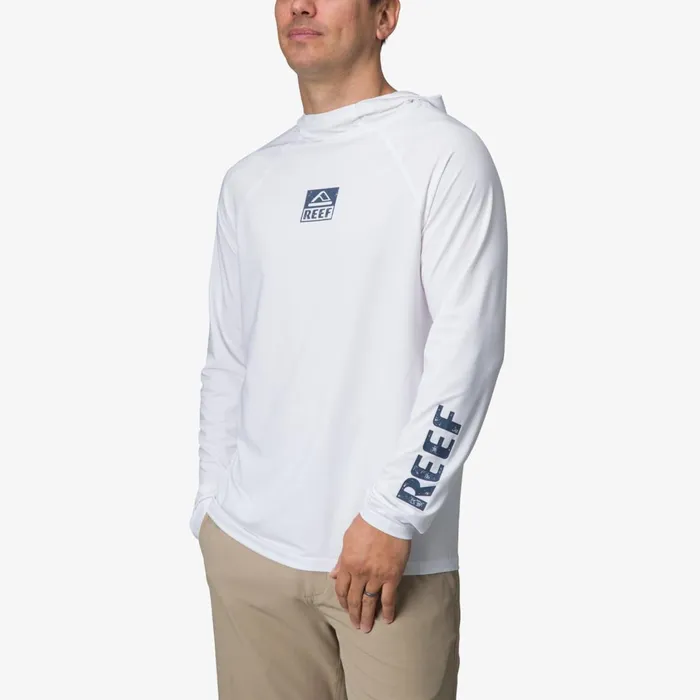 Reef Wellie Long Sleeve Hooded Surf Shirt Upf 50 Bright White Men Surf Shirts and Upf Apparel Reef Wellie Long Sleeve Hooded Surf Shirt Upf 50 Bright White Men Surf Shirts and Upf Apparel