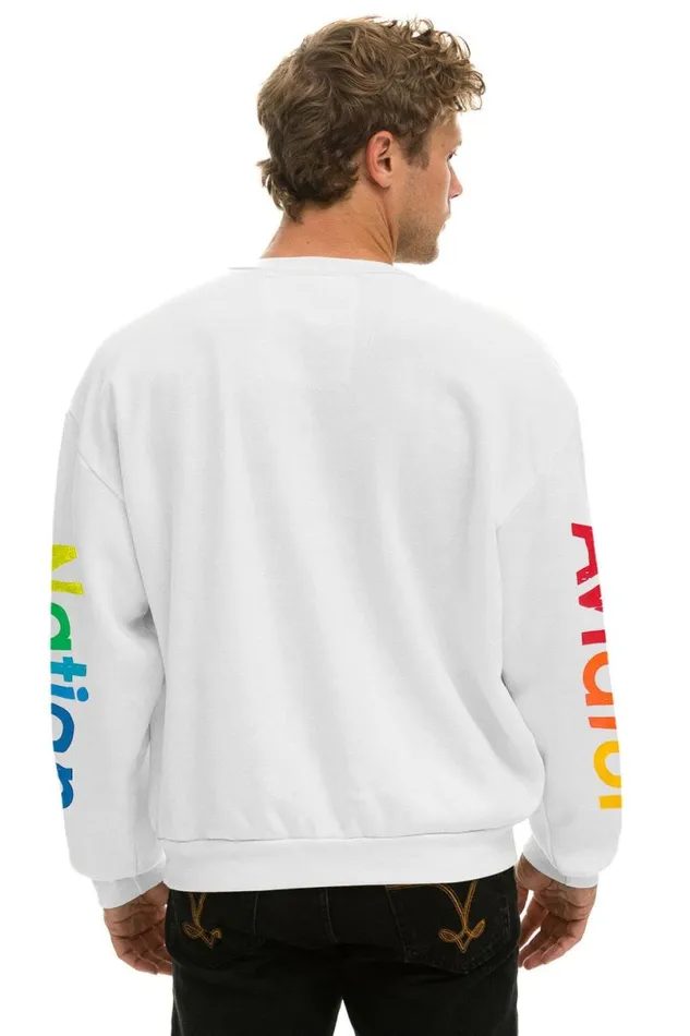 Relaxed Crew Sweatshirt 8211 White WomenMen Aviator Nation Sweatshirts