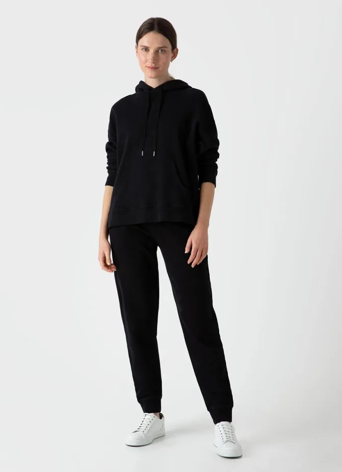 Relaxed Loopback Hoody Black Women SUNSPEL Sweatshirts and Sweatpants