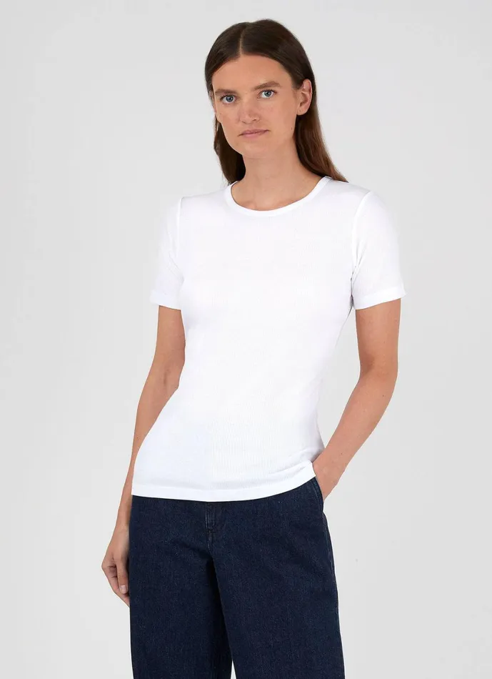 Rib Tshirt White Women SUNSPEL Tshirts and Tops