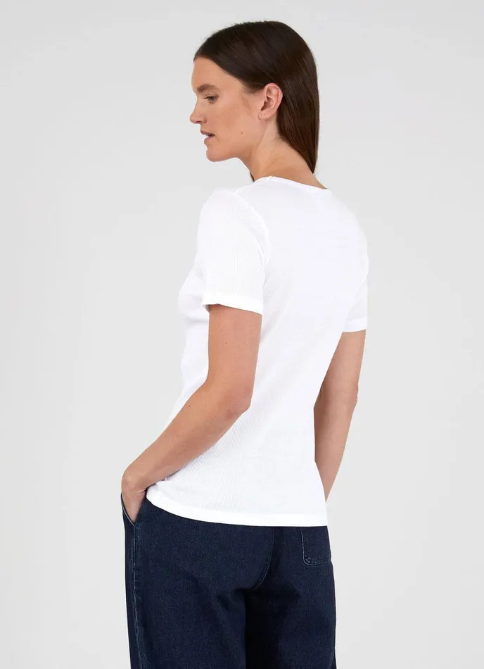Rib Tshirt White Women SUNSPEL Tshirts and Tops