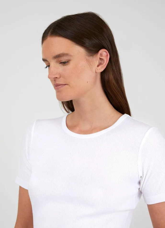 Rib Tshirt White Women SUNSPEL Tshirts and Tops