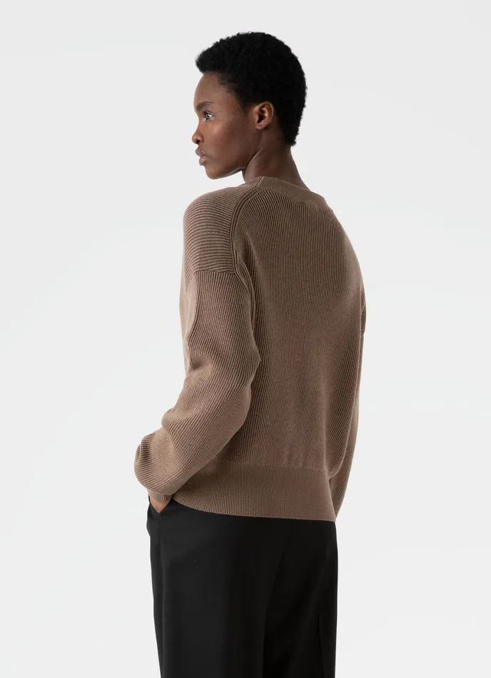 Ribbed Crew Neck Jumper Cedar Women SUNSPEL Knitwear