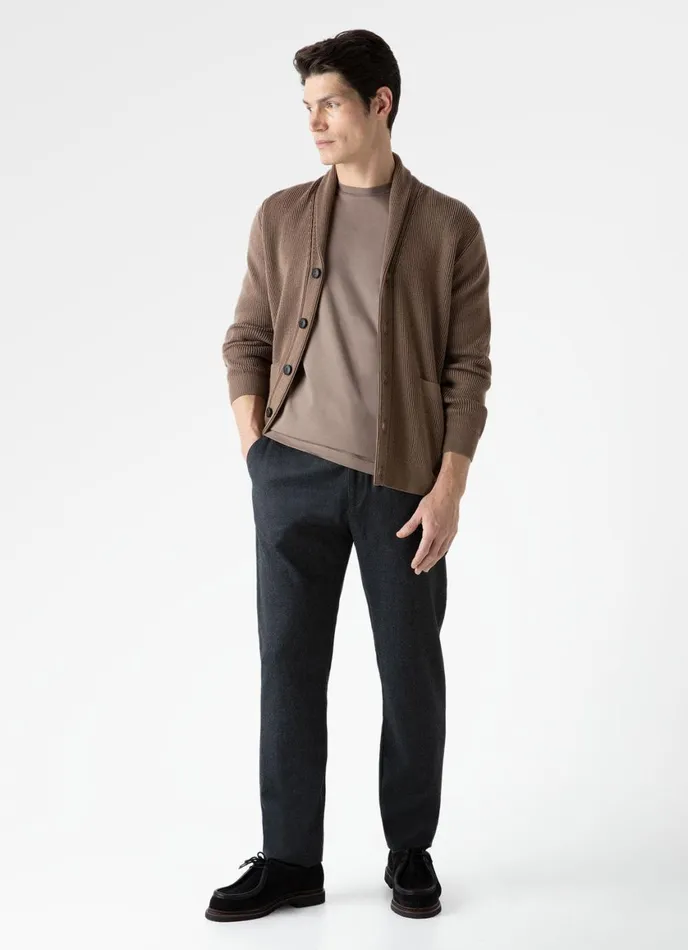 Ribbed Shawl Neck Cardigan Cedar Men SUNSPEL Knitwear