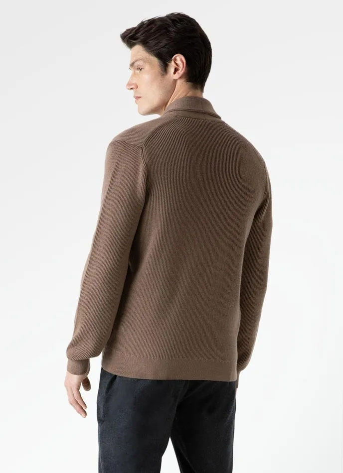 Ribbed Shawl Neck Cardigan Cedar Men SUNSPEL Knitwear
