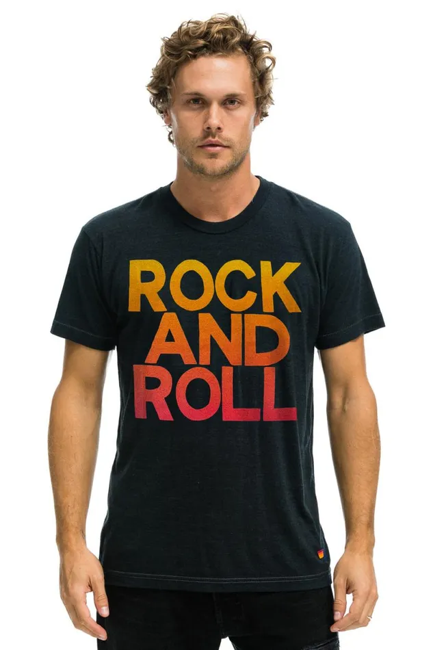 Rock and Roll Fade Tee 8211 Charcoal WomenMen Aviator Nation Tees