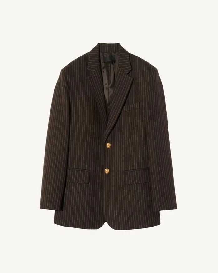 ROMAIN BLAZER Espresso Pinstripes Women Nili Lotan Jackets and Blazers