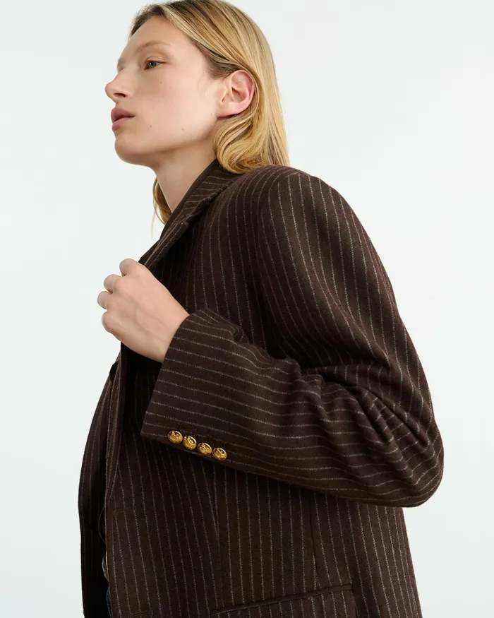 ROMAIN BLAZER Espresso Pinstripes Women Nili Lotan Jackets and Blazers