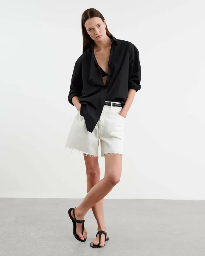 RUSSEL DENIM SHORT Cream Women Nili Lotan Pants and Shorts