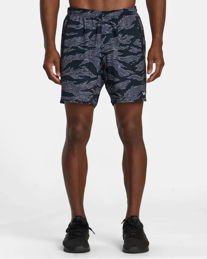 RVCA Athletic Shorts Yogger Stretch Elastic Waist Shorts 17034 Black Tiger Camo 8211 Men RVCA Athletic Shorts Yogger Stretch Elastic Waist Shorts 17034 Black Tiger Camo 8211 Men