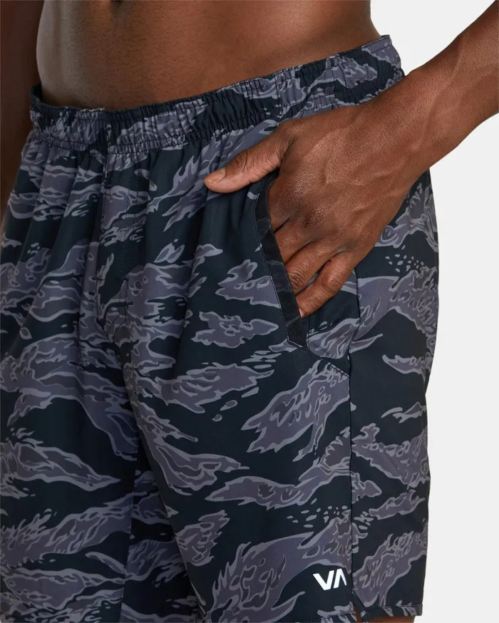 RVCA Athletic Shorts Yogger Stretch Elastic Waist Shorts 17034 Black Tiger Camo 8211 Men RVCA Athletic Shorts Yogger Stretch Elastic Waist Shorts 17034 Black Tiger Camo 8211 Men