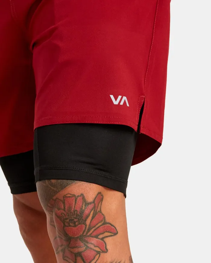 RVCA Athletic Shorts Yogger Train 2In1 Elastic Waist Workout Shorts 17034 Cardinal 8211 Men RVCA Athletic Shorts Yogger Train 2In1 Elastic Waist Workout Shorts 17034 Cardinal 8211 Men