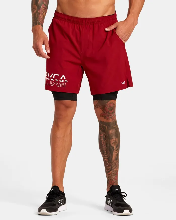 RVCA Athletic Shorts Yogger Train 2In1 Elastic Waist Workout Shorts 17034 Cardinal 8211 Men RVCA Athletic Shorts Yogger Train 2In1 Elastic Waist Workout Shorts 17034 Cardinal 8211 Men