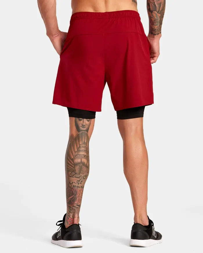RVCA Athletic Shorts Yogger Train 2In1 Elastic Waist Workout Shorts 17034 Cardinal 8211 Men RVCA Athletic Shorts Yogger Train 2In1 Elastic Waist Workout Shorts 17034 Cardinal 8211 Men